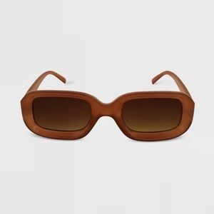 Women’s Rectangle Chic Brown Orange Sunglasses